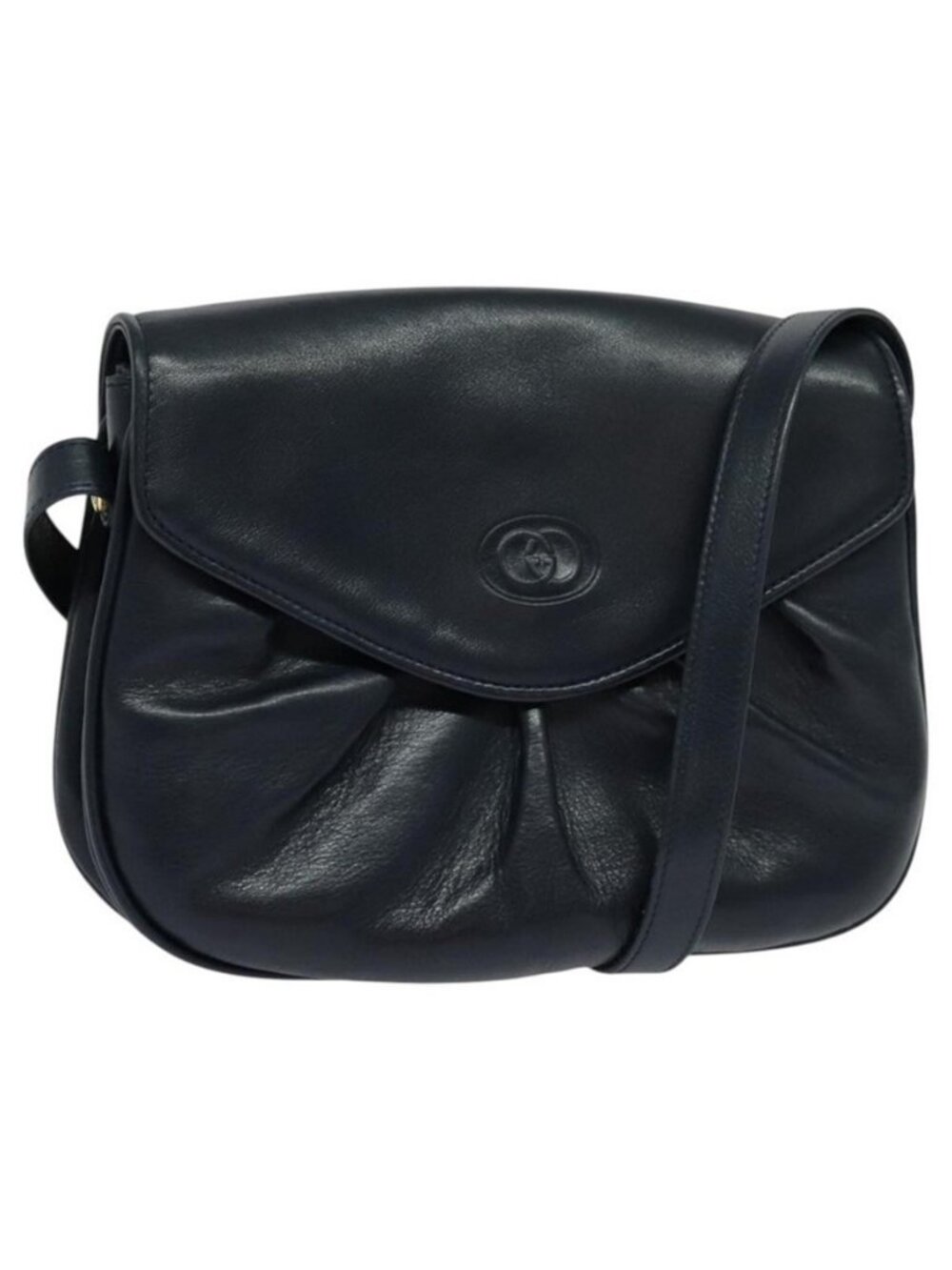 Authentic GUCCI Shoulder Bag Leather Navy